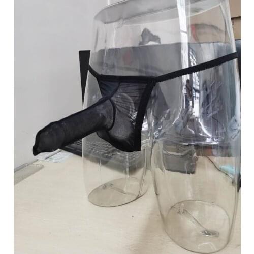 Gay Men Transparent Mesh Hot G strings Erotic shaft Thong lingerie underwear