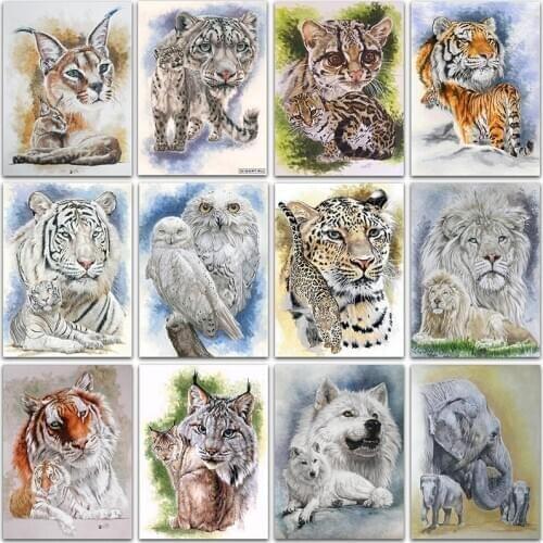 5D DIY Diamond Painting Kit Animal Cat tiger lion owl Wolf Full Square&Round embroidery mosaic Cross stitch Paint Home Decor art