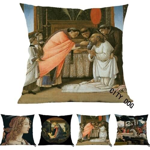 Christian Jesus The Last Communion of St. Jerome Painting art Cotton linen 45*45cm square pillow Cushion cover Home sofa Decor