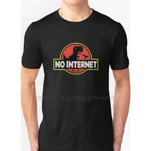 No Internet Dino T Shirt 100% Pure Cotton Dinosaur No Internet Dinosaur Game Dino Game Dinosaur Game Offline Dinosaur Game No