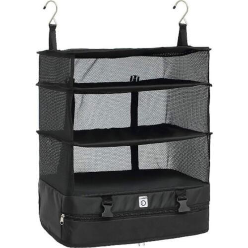 Portable Travel Storage Bag Hook Hanging Organizer Wardrobe Clothes Storage Rack Holder Travel Suitcase Shelves