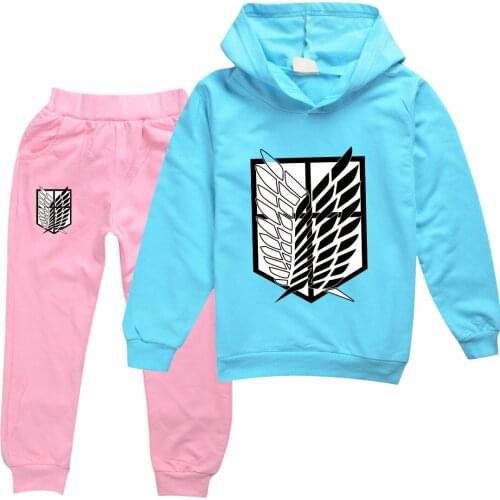 2021 New Arrival Attack on Titan Hoodie Sweatshirt Sweatpants Suit Shirt Trousers Sets child Boys/Girls Casual Clothes