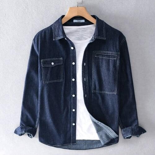 2020 Autumn and spring 100% cotton denim men shirt long sleeve fashion denim shirts for men casual comfortable shirt mens camisa