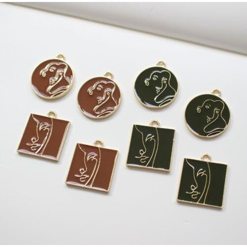 New style 30pcs/lot Abstract face core geometry rounds/square shape alloy floating locket charms diy jewelry accessory