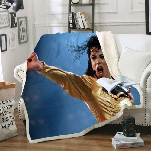 Michael Jackson 3D Printed Sherpa Blanket Couch Quilt Cover Travel Bedding Outlet Velvet Plush Throw Fleece Blanket Bedspread 03