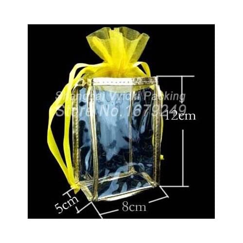 Wholesale size8*12*5cm DHL free shipping . golden and silver clear pvc cosmetic bag,packing bag gift bag. 200piece\lot