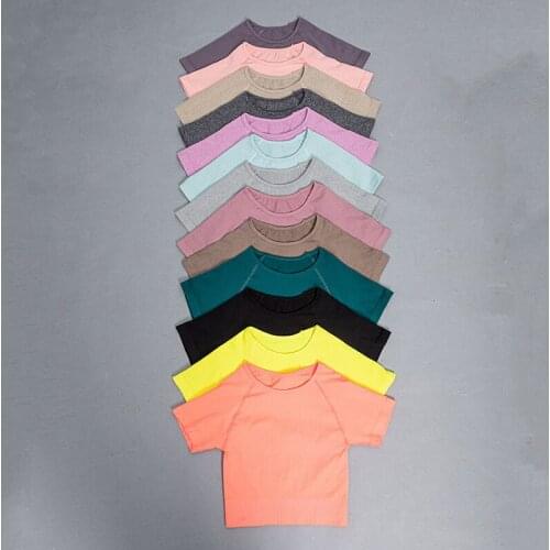 13 Colors Casual Tight T-shirt Knitted Breathable Tops Workout Sports Short Sleeve Crop Top Woman Tank Top Fashion Concise Vest