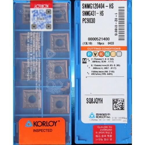 SNMG120404 SNMG120408 HA HS HM PC9030 10pcs/set KORLOY PC9030 Carbide blade Processing: stainless steel Free shipping
