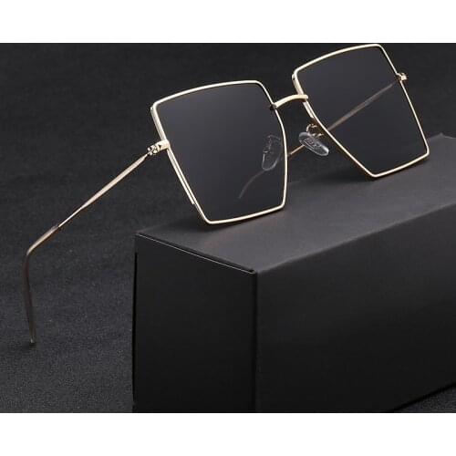 OverSized Metal Women Sunglasses Anti-Reflective Mirror Classic Vintage Square Female Sun Glasses New Men Glasses Brands Uv400