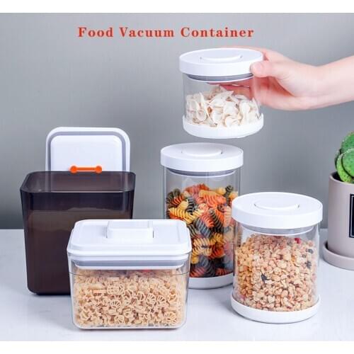 Food Grade Vacuum Storage Sealed Tank Transparent Plastic Kitchen Refrigerator Bottle Containers Nuts Milk Powder Coffee Box