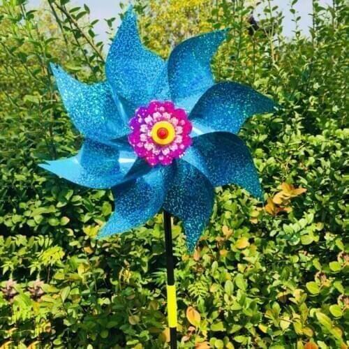 Wind Spinner Windmill Toys Kids Children Gifts Garden Decoration Rotation Glitter Sequin Windmills Glow Colorful Toy Outdoor