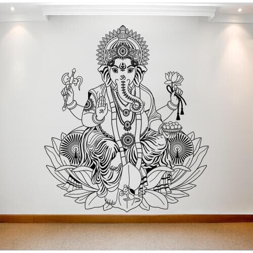 YOYOYU Vinyl Wall Decal Sticker Art Removable Ganesh Elephant Art Wall Mural For Bedroom Living Room Removable Wall Poster HL94