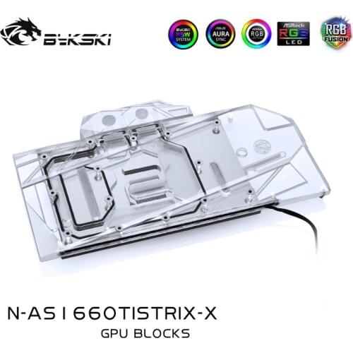 Bykski Water Block use for ASUS ROG STRIX GTX1660TI O6G / Full Cover Copper Radiator Block/3PIN 5V A-RGB / 4PIN 12V RGB