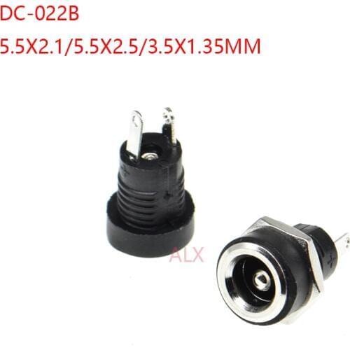 10PCS dc power FEMALE jack socket panel mount connector dc-022B 5.5*2.1mm 5.5*2.5MM 3.5*1.35MM 5.5X2.1MM 3.5X1.35MM DC022B