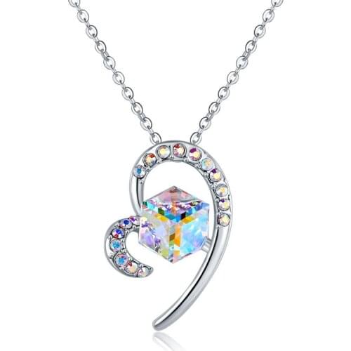 2018 high quality best selling colorful Aurora love mothers day necklace crystal sugar cube clavicle chain women jewelry