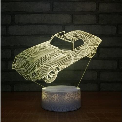 3D Illusion Night Light Creative Acrylic Car Shape Remote Control Colorful Touch LED Table Desk Lamp Kids Gift
