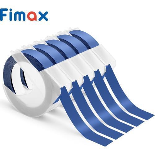 Fimax 5 Pieces Label Tape Compatible Dymo 3D Embossing Plastic Tape 9mm*3m 520106 White on Blue for Dymo Label Printer