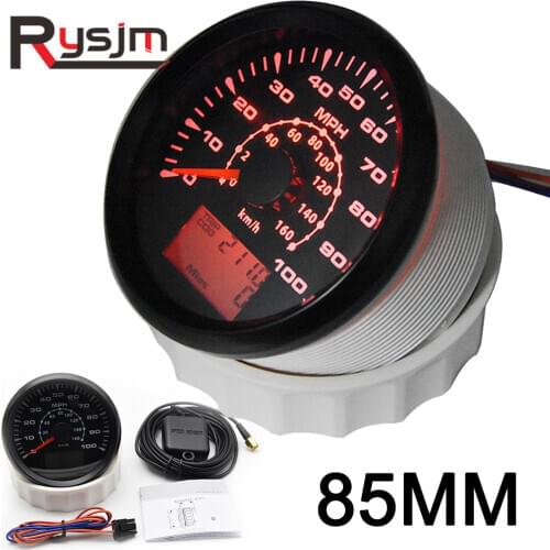 85MM Car GPS Speedometer With GPS Antenna For Motorcycle Motor Yacht Waterproof Odometer Adjustable Trip ODO MPH COG 9-32V