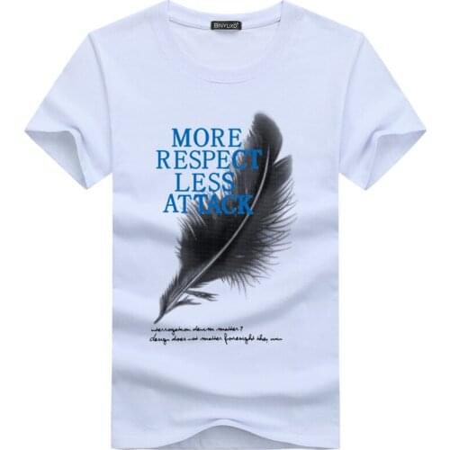 More Respect Less Attack Letter Printed Mens T-shirts Short Sleeve Funny Graphic Tshirt Summer Man Tee Shirt Homme Plus Size