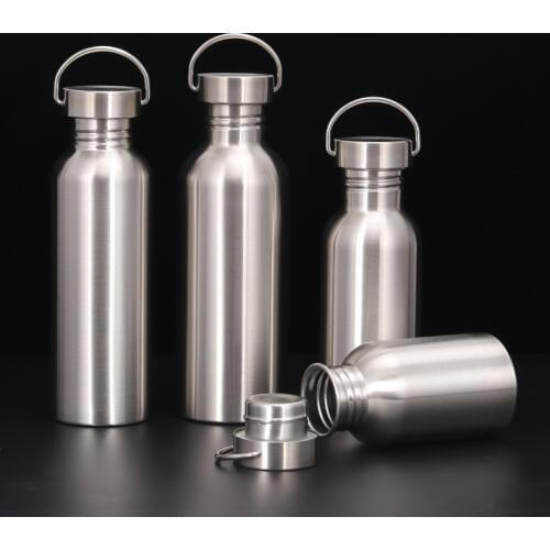 350ML-750ML Stainless Steel Water Bottle BPA Free Leakproof Single Walled Sports Flasks Travel Cycling Hiking Camping Bottles