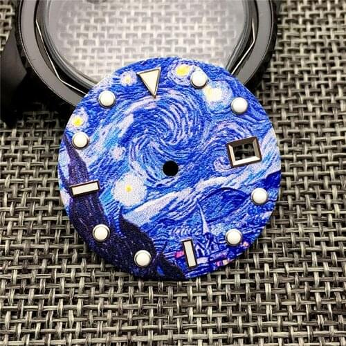 For NH35 31mm Watch Dial Kanagawa Surfing Pattern Dial for NH35 Watch Movement Parts(No Logo)