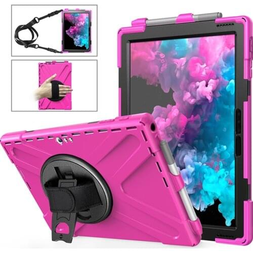 For Microsoft Surface Pro 4 5 6 7 stand cover Pro4 Pro5 Pro6 Pro7 drop resistance case with pen slot holder hand shoulder strap