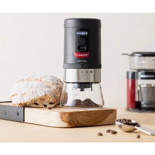 OCEANRICH electric coffee grinder rechargeable ceramic burr coarseness 20g adjustable 5 grind settings for kinds of brew method