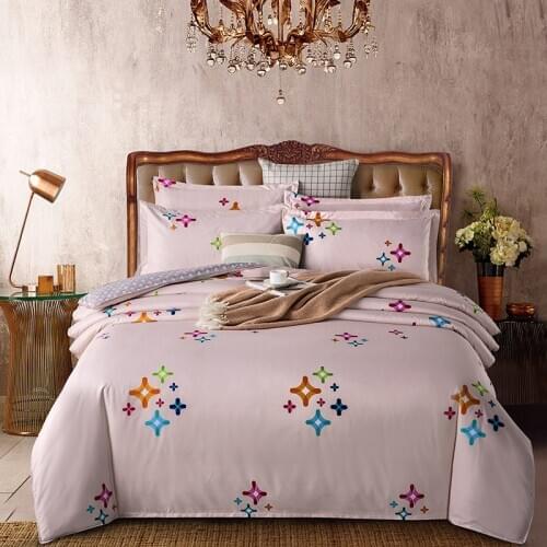 Europe Brief Bedding Set Duvet Cover Sheet Pillowcase Stars Pink Pure Bed Linens 180x220cm Double Size Home Textile