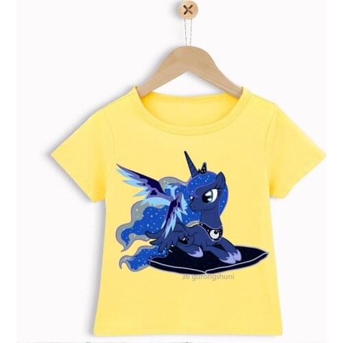 Unicorn Cartoon Print T-shirt for Boys Cute Kids Clothes Summer Fashion Casual Boys Yellow Short-sleeved Shirt Tops Wholesale