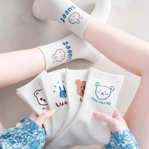 Autumn Winter Cotton Lovely Animal Cartoon Low Tube Womans Socks Kawaii College Style Casual Sukka Cute Rabbit Sokken Fashion