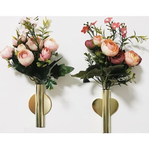 Artificial flower Decoration Hanging Plant metal gold Vase Wall Fish Tank home Decor Container Decor outdoor Supplies