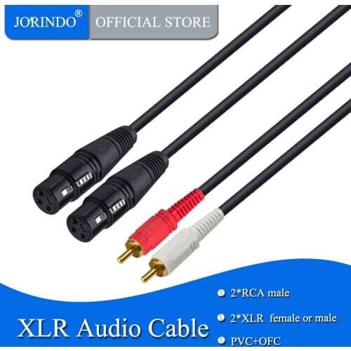 JORINDO 1.5M/4.9FT Dual XLR male or female to RCA male Audio extension cable,2 RCA to 2 XLR Stereo Audio Extension Cable Adapter