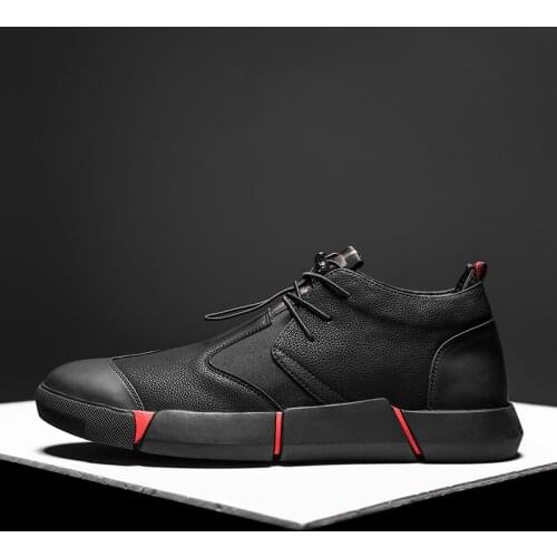 Valstone Casual Men Quality Shoes British Style Winter Warm Lining Sneakers Fashion Autumn Leather All-match Male Footwear Black