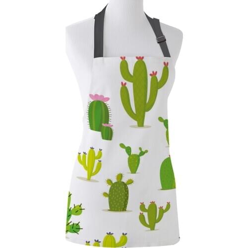 Tophome Kitchen Apron Cartoon Cactus Flowering Adjustable Sleeveless Canvas Aprons for Men Women Kids Home Cleaning Tools