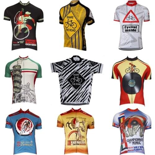 Hot Classic Cycling Jersey Mens MTB Bicycle Retro Short Sleeve Top Summer Wear Bike Clothing Breathable Quick Dry