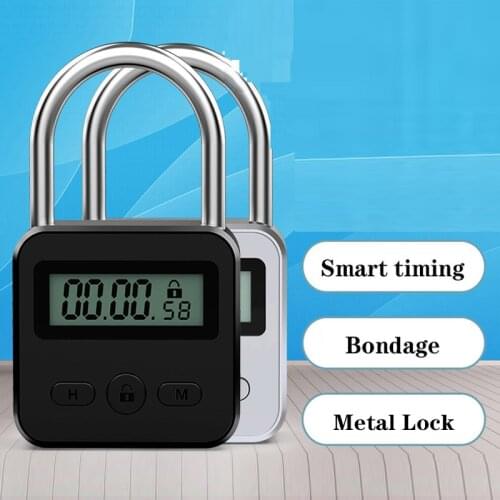 Metal Timing Lock Electronic Lock Timing Lock Anti-Addiction USB Rechargeable Bdsm Slave Bondage Chastity Sex Toys For Women Man