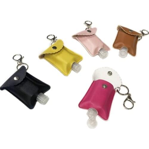1Set 30ml Refillable Bottles Travel Hand Sanitizer Bottles Cosmetic Container with Keychain Holder with Bottle Cover