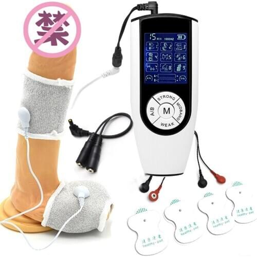 Electro Shock Kit,Electro Penis Ring Penis Sleeve For Men Electrical Stimulation Cock Ring Nipple Pads Body Massager Men Sex Toy