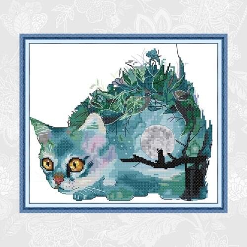 The Cats World Cross Stitch Pattern 14CT 11CT Printed Fabric Cross Stitch Kits DIY Handmade Embroidery Needlework Crafts