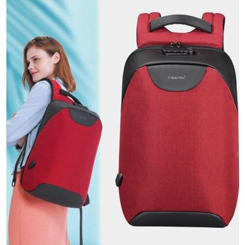 No Key Anti theft TSA Lock Fashion Women Backpacks 15.6inch USB Charging Laptop Female Backpack 18L College School Backpack Bag