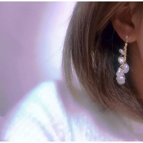 New Arrival Classic Pearl Earrings Hand Wound Irregular Natural Pearl Earrings Rhinestone Stud Fine Jewelry Perfect Lady Gift