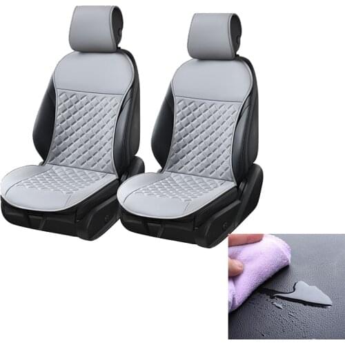 New Car Seat Cover Protector Mat Waterproof Gray Luxury Leather Auto Cushion Pad Backrest Matching Front Rear Car Interiors