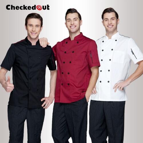 Hotel Chef Wear Short Sleeved Adult Kitchen Restaurant Kitchen Clothing Male Chef Uniform Lady Chef Jacket Plus Size B-6258