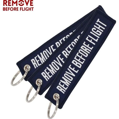 Wholesale Remove Before Flight Chaveiro OEM Key Chain Navy Blue Embroidery Key Ring Fobs Aviation Chain Jewelry 20 PC/LOT