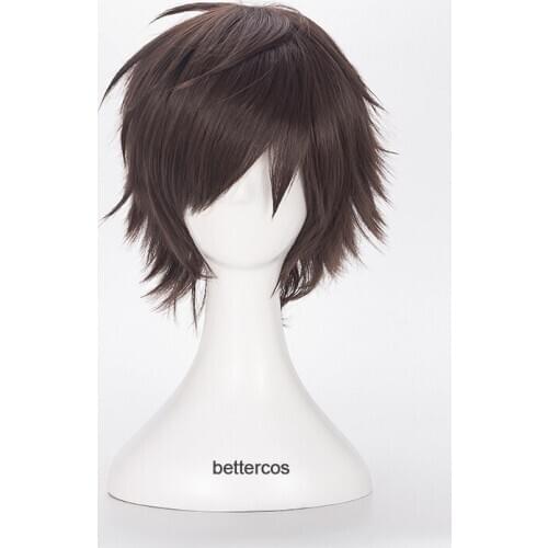 Attack On Titan Eren Jaeger Cosplay Wig Dark Brown Short Layered Heat Resistant Synthetic Hair Wig + Wig Cap