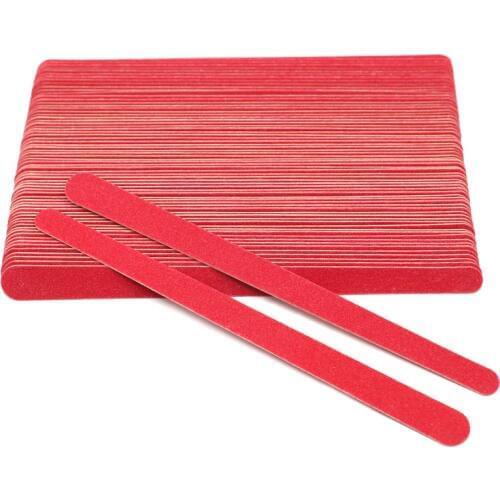 200Pcs Nail Art Sanding File Wood Sandpaper Ultra-thin Nail Files Straight Red Buffing Block Professional Manicure Tools Set