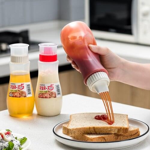 380ML Porous Squeeze Sauce Bottle Kitchen Salad Dressing Squeeze Bottle Household Vinegar Seasoning Bottle Oiler Honey Bottle