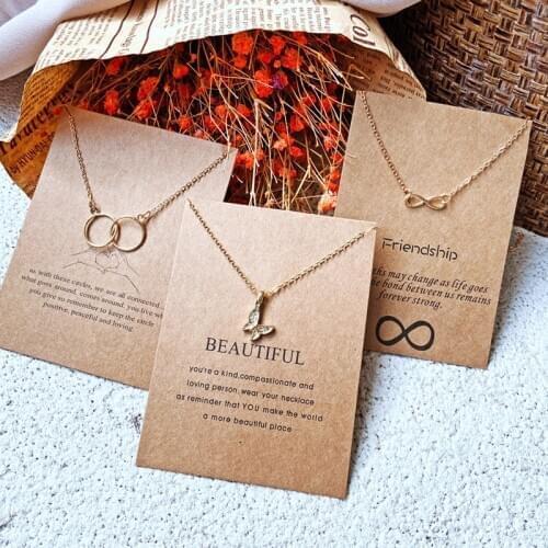 Simple Design Gold Color 8 Letter Infinite Pendants & Necklaces For Women Clavicle Crystal Butterfly Choker Party Jewelry A900