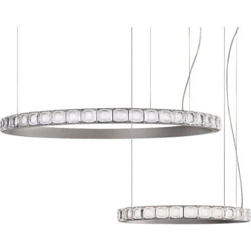 Simple modern light luxury chandelier creative living room dining room model room circle bubble crystal chandelier