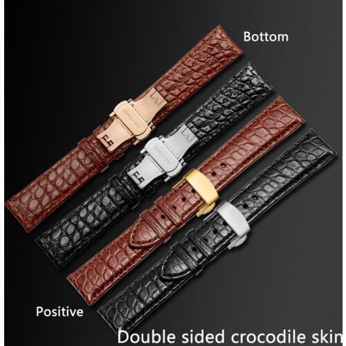 18mm 19mm 20mm 21mm 22mm double-sided alligator leather strap is suitable for mens and womens watches of all brands with butte